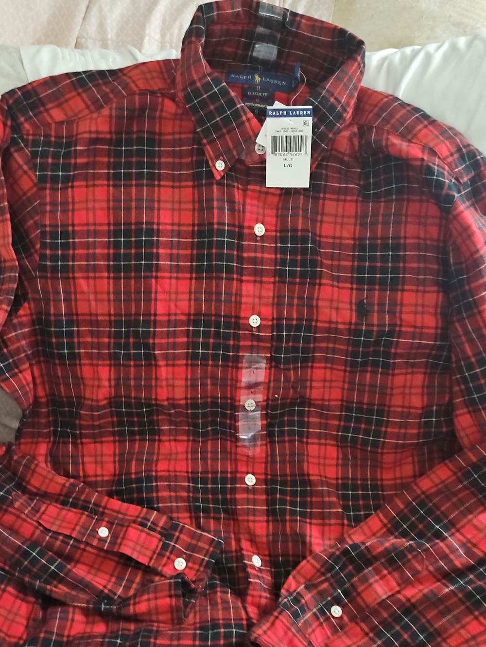 Ralph Lauren Red and Black Plaid Button-Down Shirt Mens Nwt